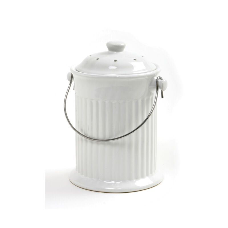 Ceramic White &ndash; 4 Qt. Compost Bins & Accessories