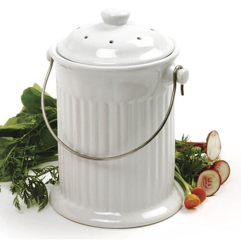 Ceramic White &ndash; 4 Qt. Compost Bins & Accessories